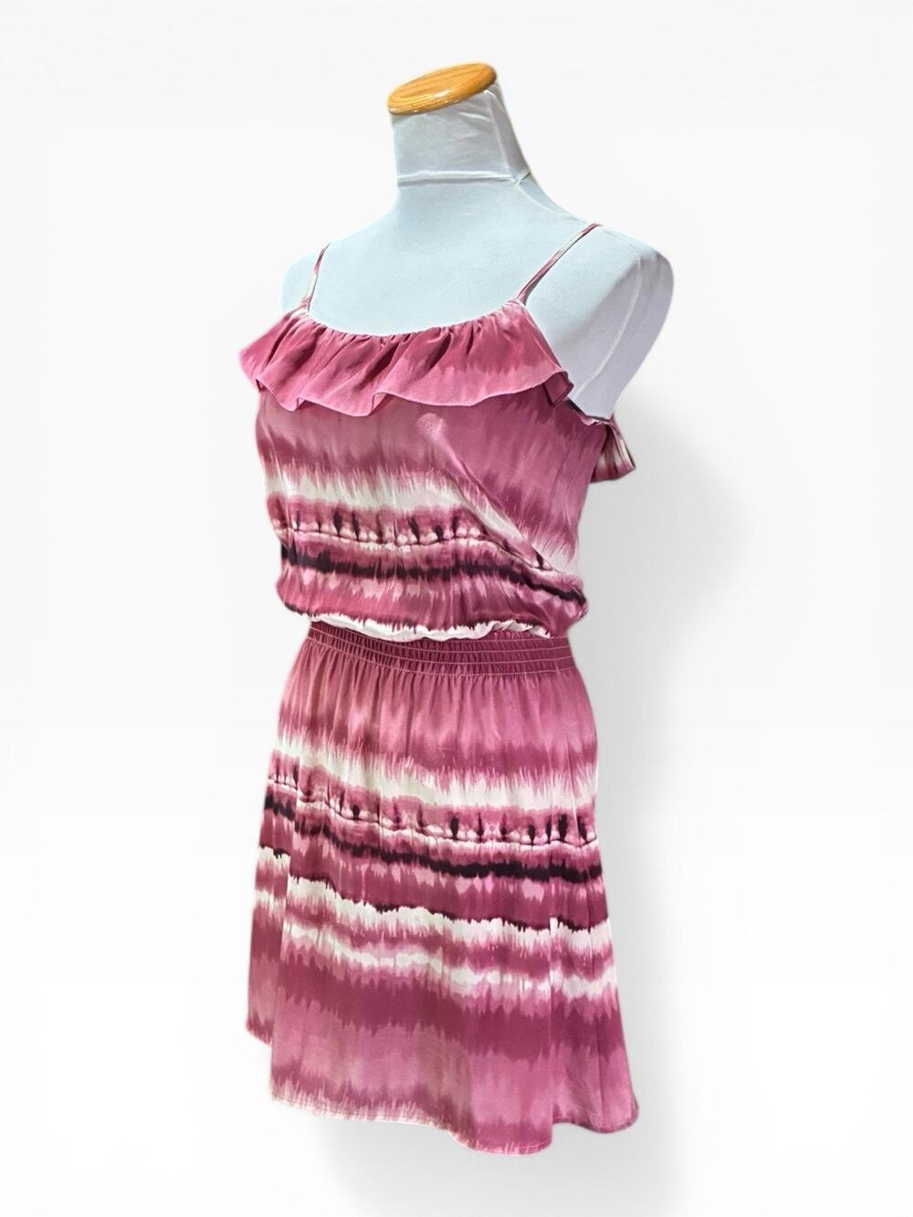 WOMENS SCOOP NYC MAUVE STRAPPY SILK TIE DYE MINI DRESS Small